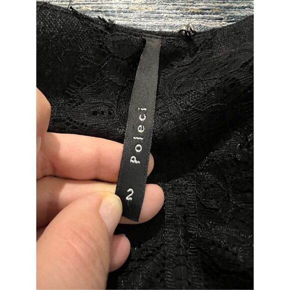 Poleci black coat jacket wool blend size 2 - Picture 5 of 11